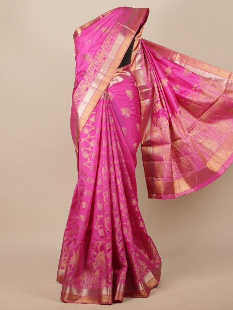 

Pothys Pink Ethnic Motifs Zari Jute Silk Saree