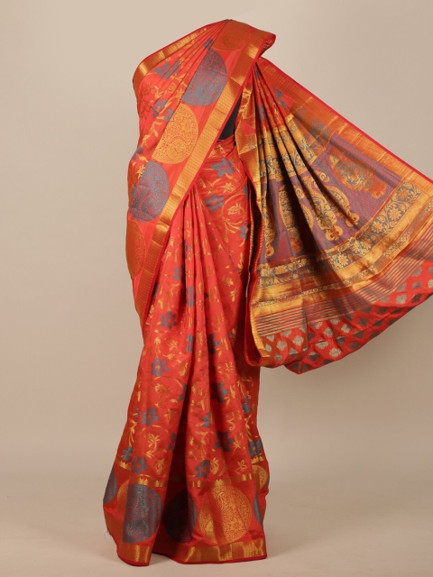 

Pothys Rust & Gold Woven Design Jute Silk Saree