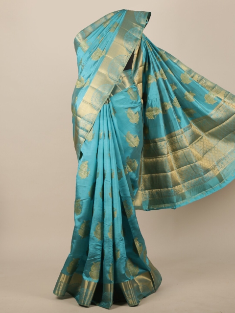 

Pothys Blue Ethnic Motifs Zari Jute Silk Saree