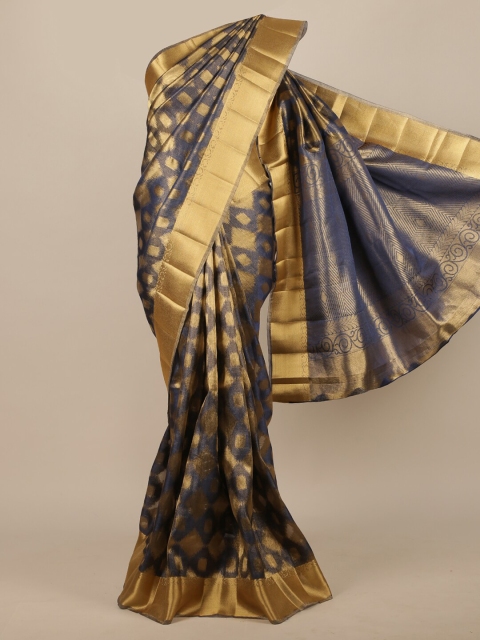 

Pothys Navy Blue & Gold Woven Design Jute Silk Saree