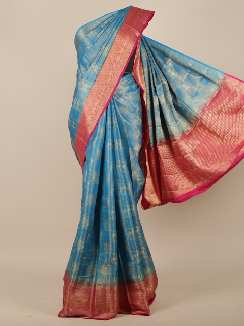 

Pothys Blue Woven Design Jute Silk Saree