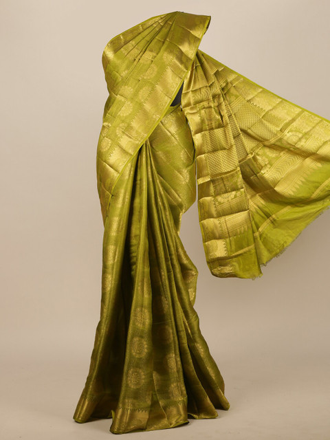 

Pothys Green & Gold Woven Design Jute Silk Saree