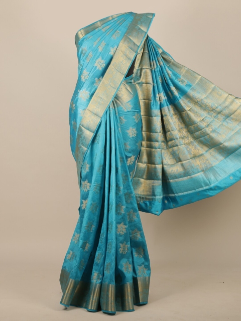 

Pothys Blue Woven Design Jute Silk Saree