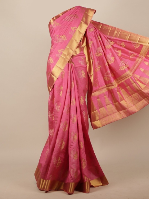 

Pothys Pink Woven Design Jute Silk Saree