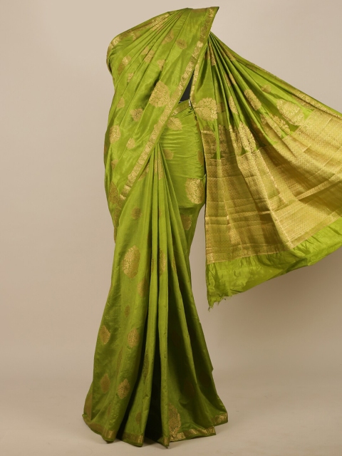 

Pothys Green & Gold Woven Design Jute Silk Saree