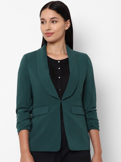 

Allen Solly Woman Women Green Solid Slim-Fit Single-Breasted Blazer