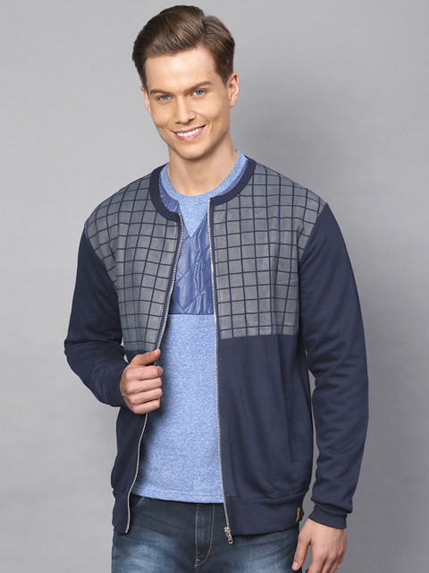 

Campus Sutra Men Blue Checked Windcheater Denim Jacket
