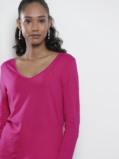 

Tommy Hilfiger Women Solid Purple Organic Cotton T-shirt