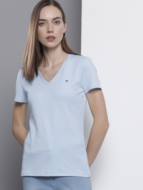 

Tommy Hilfiger Women Blue Solid Organic Cotton T-shirt