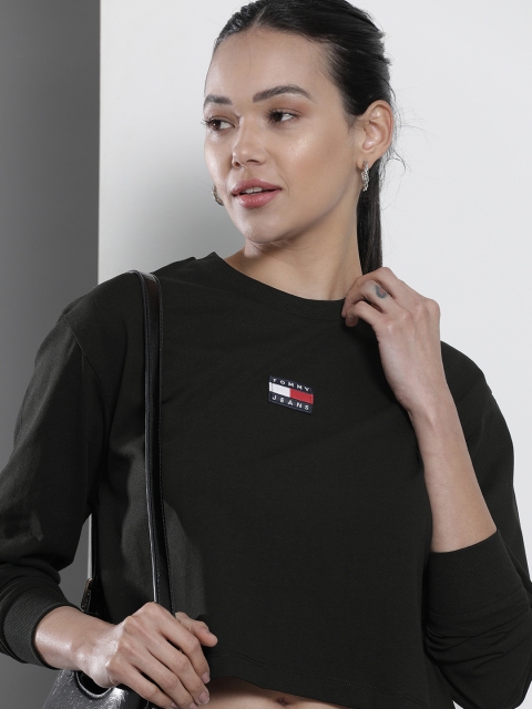 

Tommy Hilfiger Women Black Solid Brand Logo T-shirt