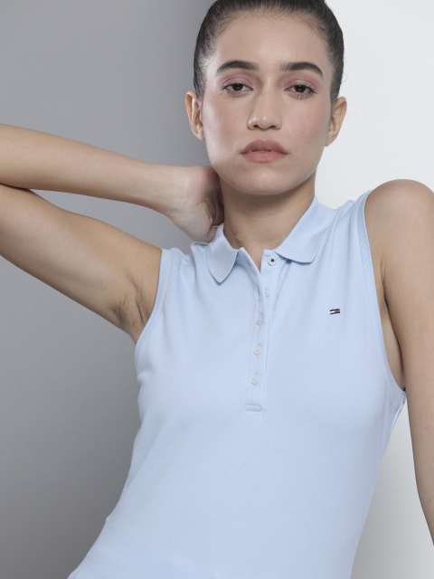

Tommy Hilfiger Women Blue Polo Collar Slim Fit T-shirt