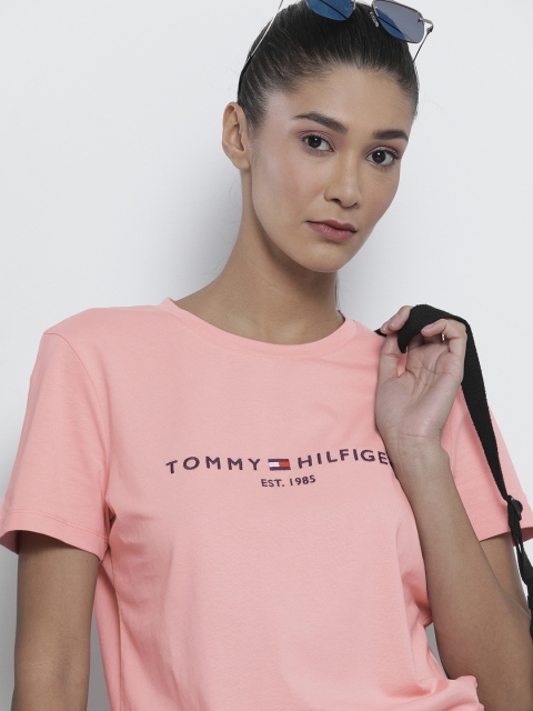 

Tommy Hilfiger Women Pink Organic Cotton Pure Cotton T-shirt