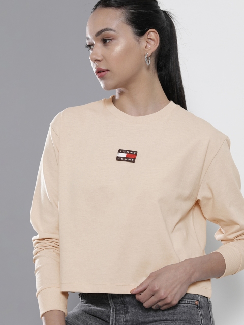 

Tommy Hilfiger Women Beige Solid Brand Logo T-shirt