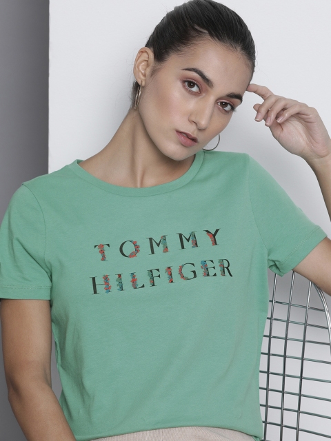 

Tommy Hilfiger Women Green Brand Logo Printed T-shirt