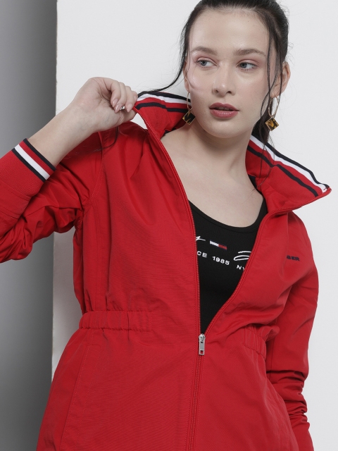 

Tommy Hilfiger Women Red Solid Hooded Sporty Jacket