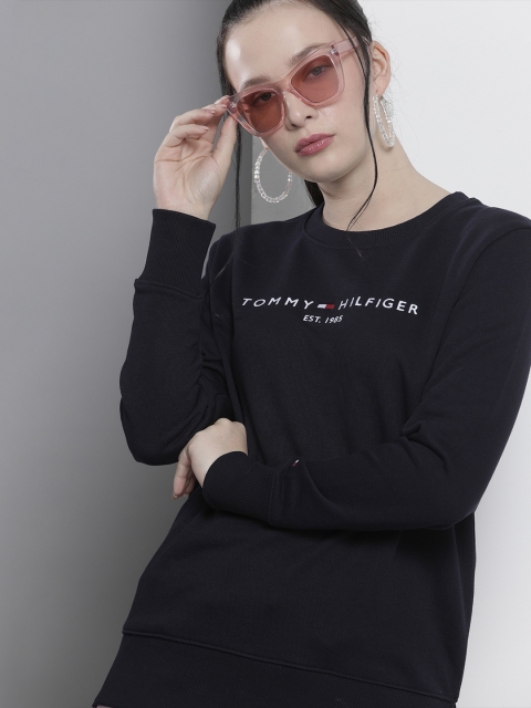 

Tommy Hilfiger Women Navy Blue Logo Embroidered Organic Cotton Sweatshirt