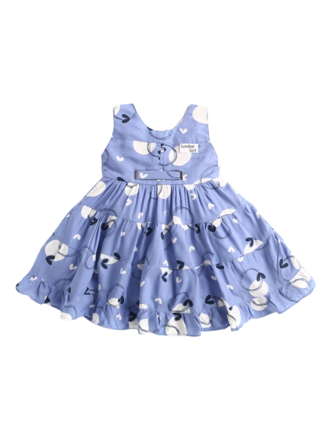 

The Magic Wand Girls Blue Floral Printed Tiered Dress