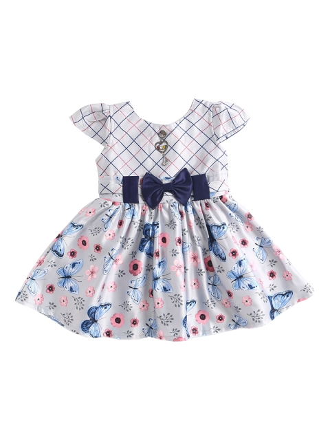 

The Magic Wand Girls Blue & White Floral Satin Dress