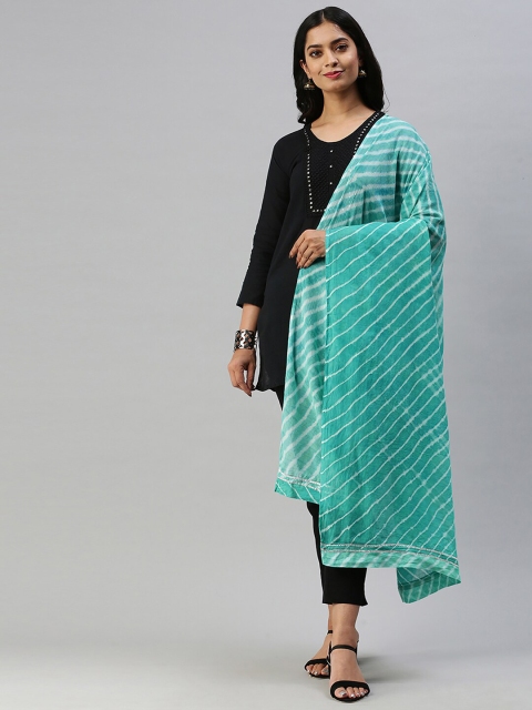 

Soch Green & White Dyed Pure Cotton Dupatta