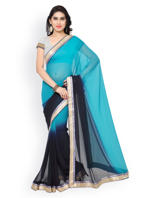 

Silk Bazar Blue & Navy Ombre-Dyed Georgette Saree