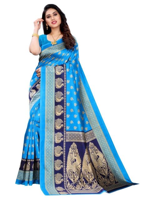 

KALINI Blue & Gold-Toned Woven Design Saree