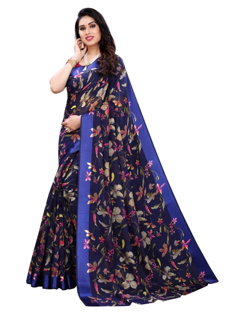 

KALINI Navy Blue Floral Saree