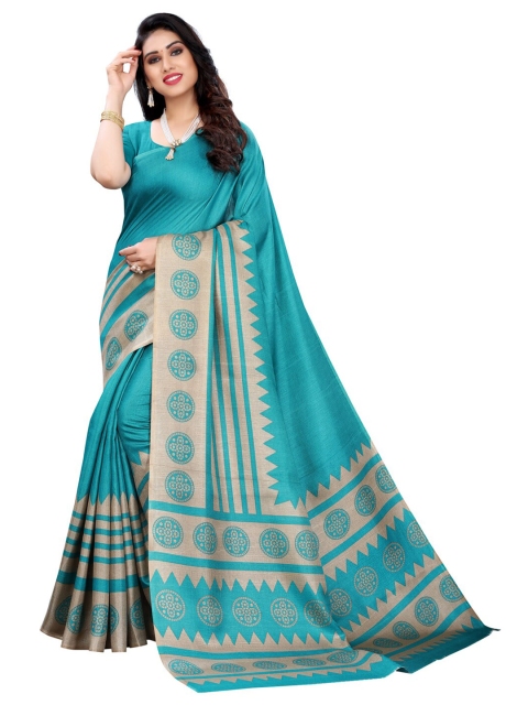 

KALINI Turquoise Blue Ethnic Motifs Art Silk Khadi Saree