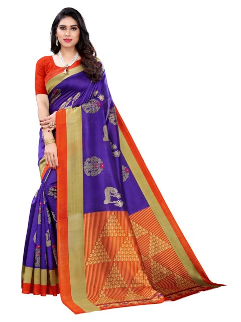 

KALINI Purple & Red Ethnic Motifs Poly Silk Saree