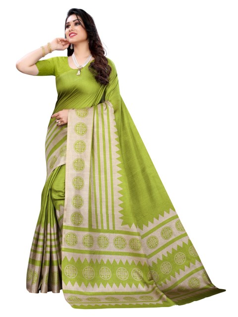 

KALINI Green Ethnic Motifs Art Silk Khadi Saree