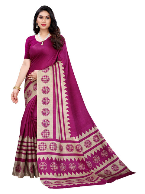 

KALINI Magenta & Cream-Coloured Woven Design Art Silk Khadi Saree