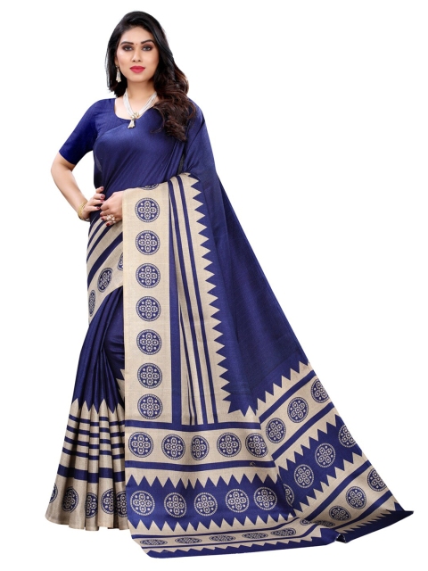 

KALINI Navy Blue Art Silk Khadi Saree