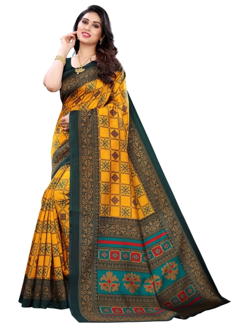

KALINI Yellow & Green Poly Silk Saree