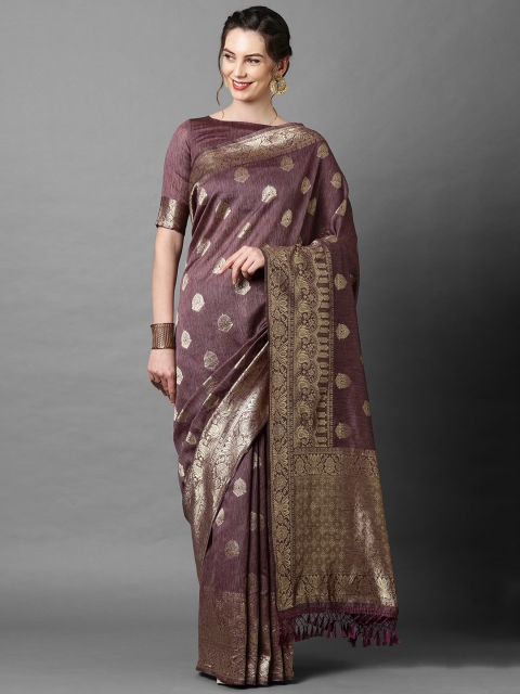 

Mitera Mauve Woven Design Silk Blend Banarasi Saree