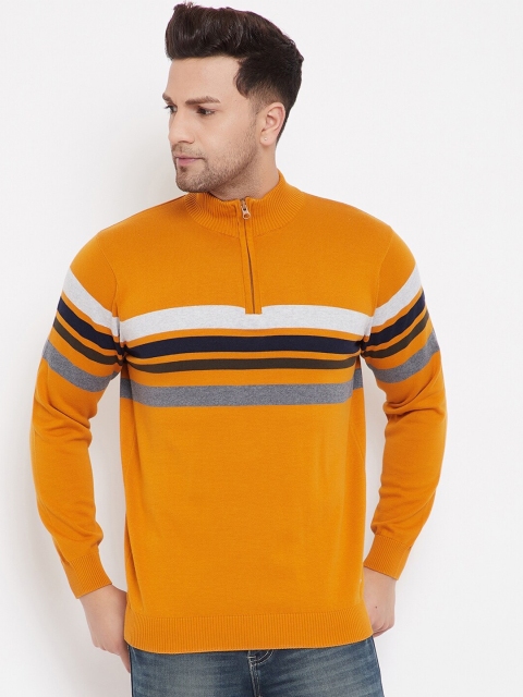 

98 Degree North Men Mustard & Black Striped Sweater Vest