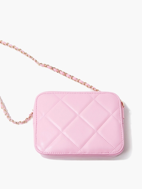 

FOREVER 21 Pink PU Structured Sling Bag with Quilted Detail