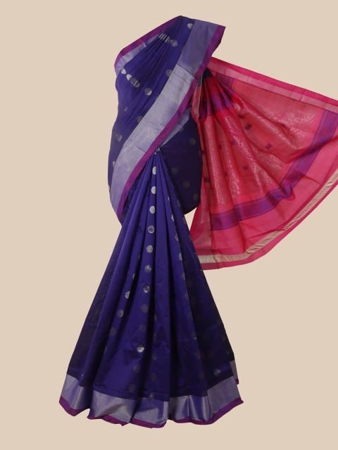 

Pothys Violet & Pink Woven Design Silk Cotton Saree