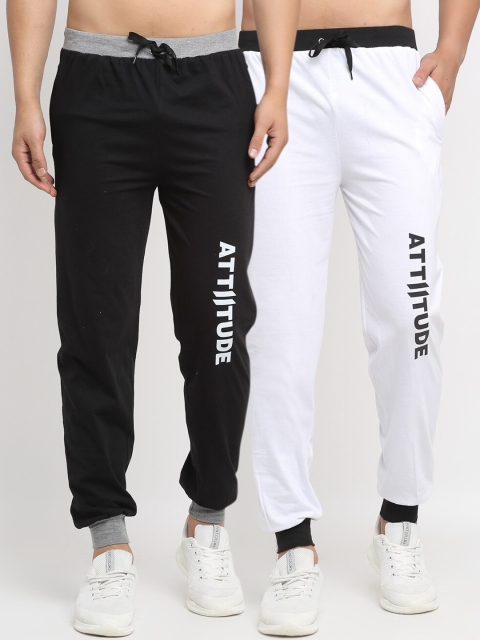 

VIMAL JONNEY Mens Black & White Pack of 2 Cotton Track Pants