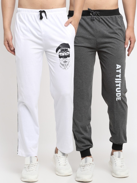 

VIMAL JONNEY Mens Grey & White Pack of 2 Track Pants