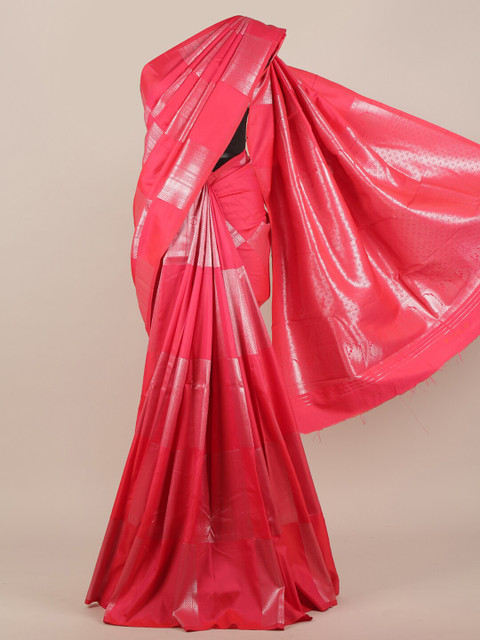 

Pothys Pink & Silver-Toned Zari Art Silk Saree