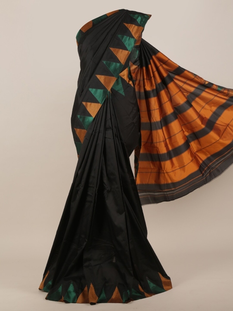 

Pothys Black & Green Printed Border Art Silk Saree
