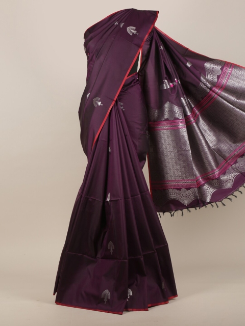 

Pothys Purple & Silver Ethnic Motifs Printed Art Silk Saree