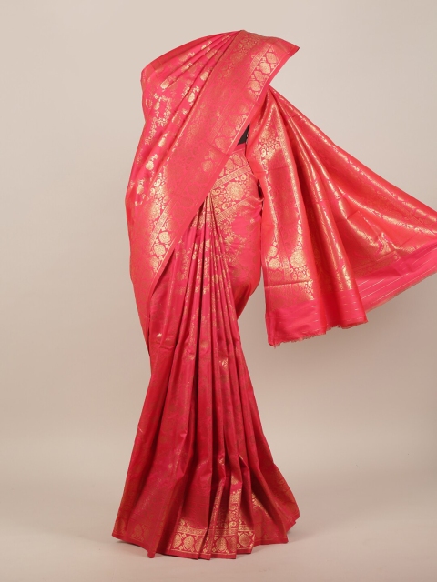

Pothys Pink & Gold-Toned Floral Zari Art Silk Saree