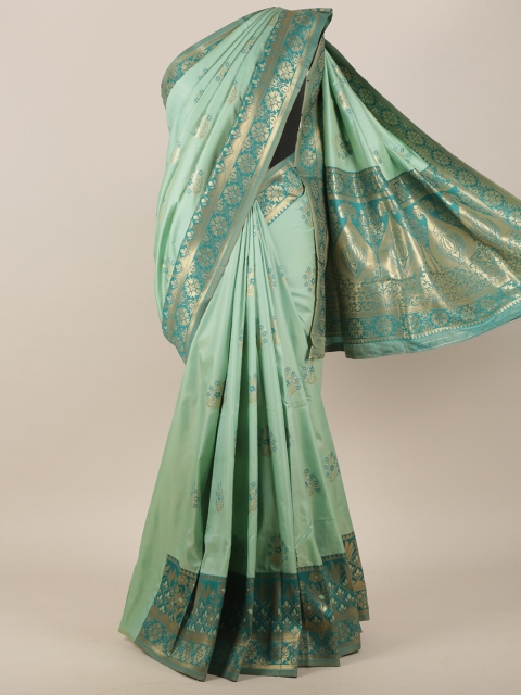 

Pothys Green & Gold-Coloured Floral Zari Woven Design Art Silk Saree