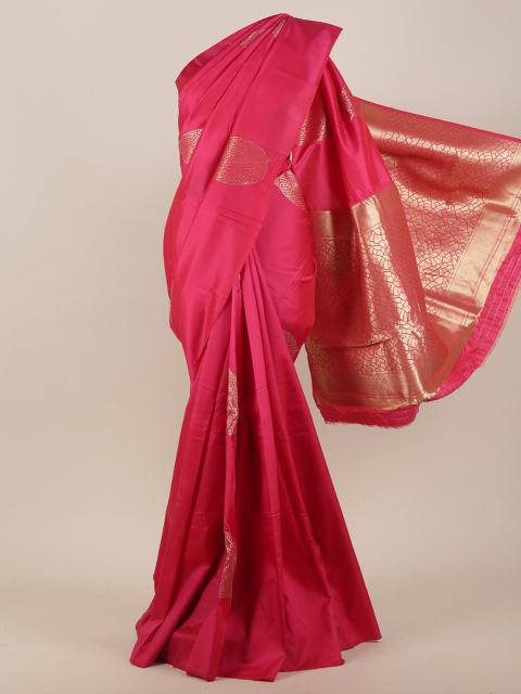 

Pothys Pink & Gold-Toned Floral Zari Art Silk Saree