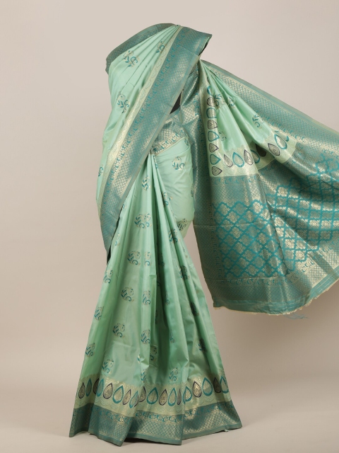 

Pothys Green & Gold-Toned Ethnic Motifs Zari Art Silk Saree