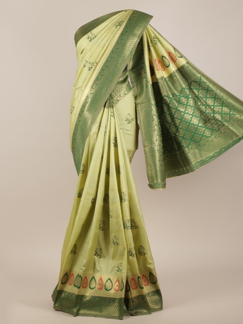 

Pothys Green & Gold Ethnic Motifs Woven Design Zari Art Silk Saree