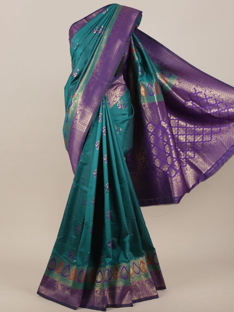 

Pothys Women Green & Purple Woven Designed Saree