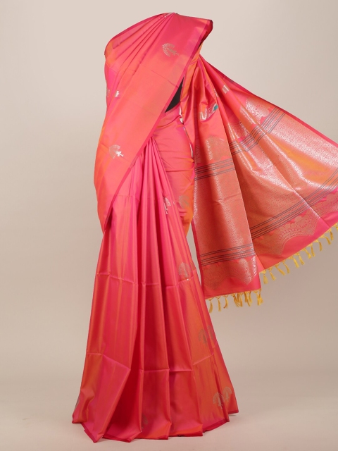 

Pothys Pink & Silver-Toned Ethnic Motifs Zari Art Silk Saree
