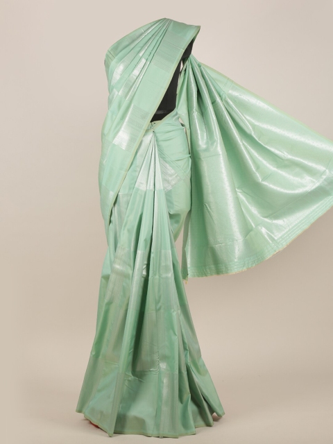 

Pothys Green & Silver-Coloured Geometric Woven Design Zari Art Silk Saree