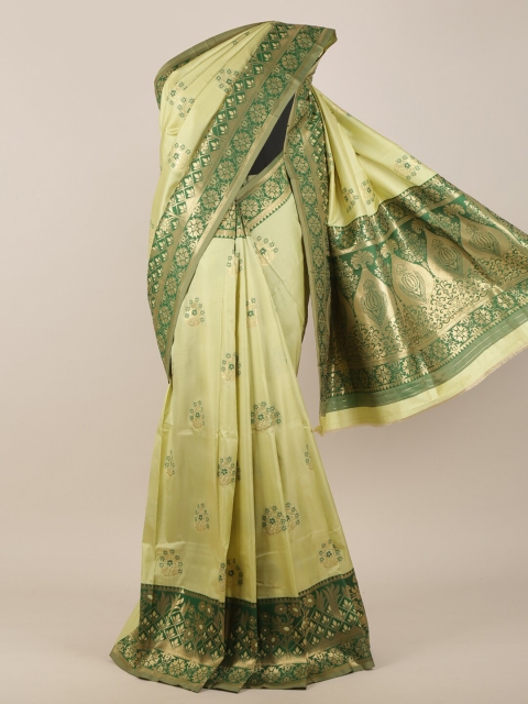 

Pothys Green & Gold-Toned Ethnic Motifs Printed Zari Art Silk Saree